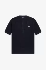 Fred Perry Ribbed Knitted Men’s Shirt Navy | KZTRW2435