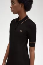 Fred Perry Ribbed Knitted Shirt Women’s Dress Black | GFDRW9486