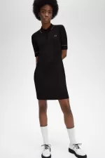 Fred Perry Ribbed Knitted Shirt Women’s Dress Black | GFDRW9486