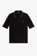 Fred Perry Ribbed Knitted Women’s Shirt Black | HIAPG5168