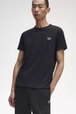 Fred Perry Ringer Men’s T-Shirt Black | ATEPI6359