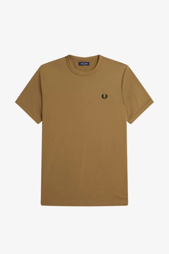 Fred Perry Ringer Men’s T-Shirt Brown | VJNGA2318