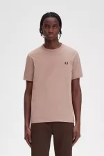 Fred Perry Ringer Men’s T-Shirt Dark Pink | XSRBH4380