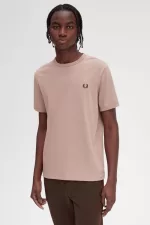 Fred Perry Ringer Men’s T-Shirt Dark Pink | XSRBH4380