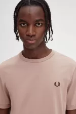 Fred Perry Ringer Men’s T-Shirt Dark Pink | XSRBH4380