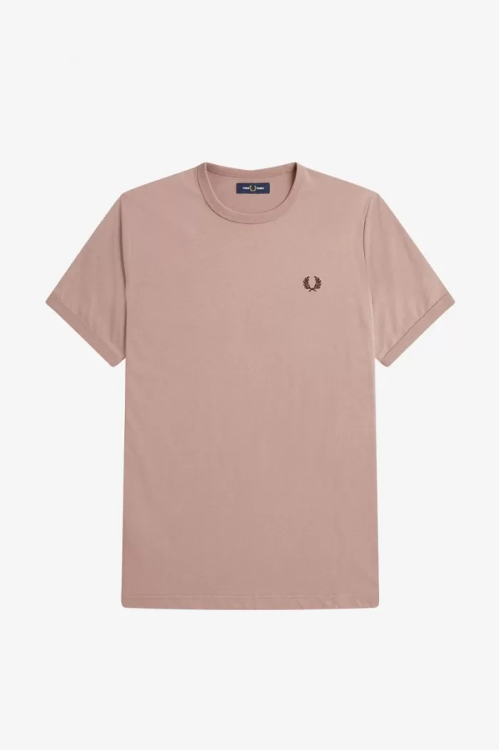 Fred Perry Ringer Men’s T-Shirt Dark Pink | XSRBH4380