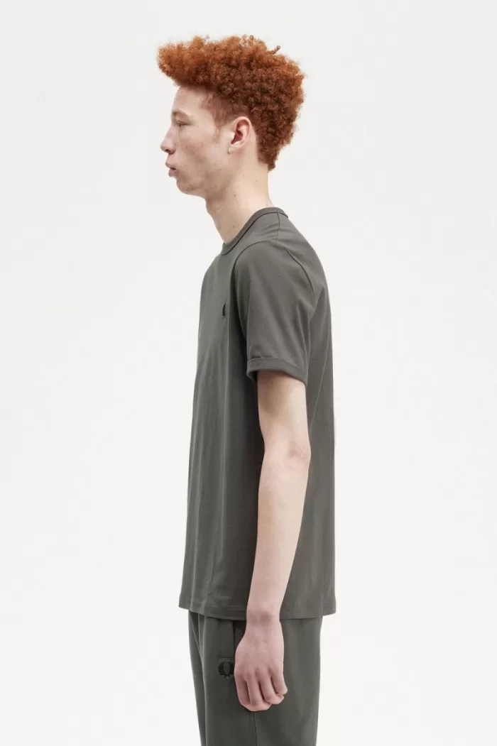 Fred Perry Ringer Men’s T-Shirt Field Green | IHMKB0123