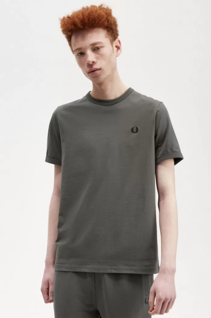 Fred Perry Ringer Men’s T-Shirt Field Green | IHMKB0123