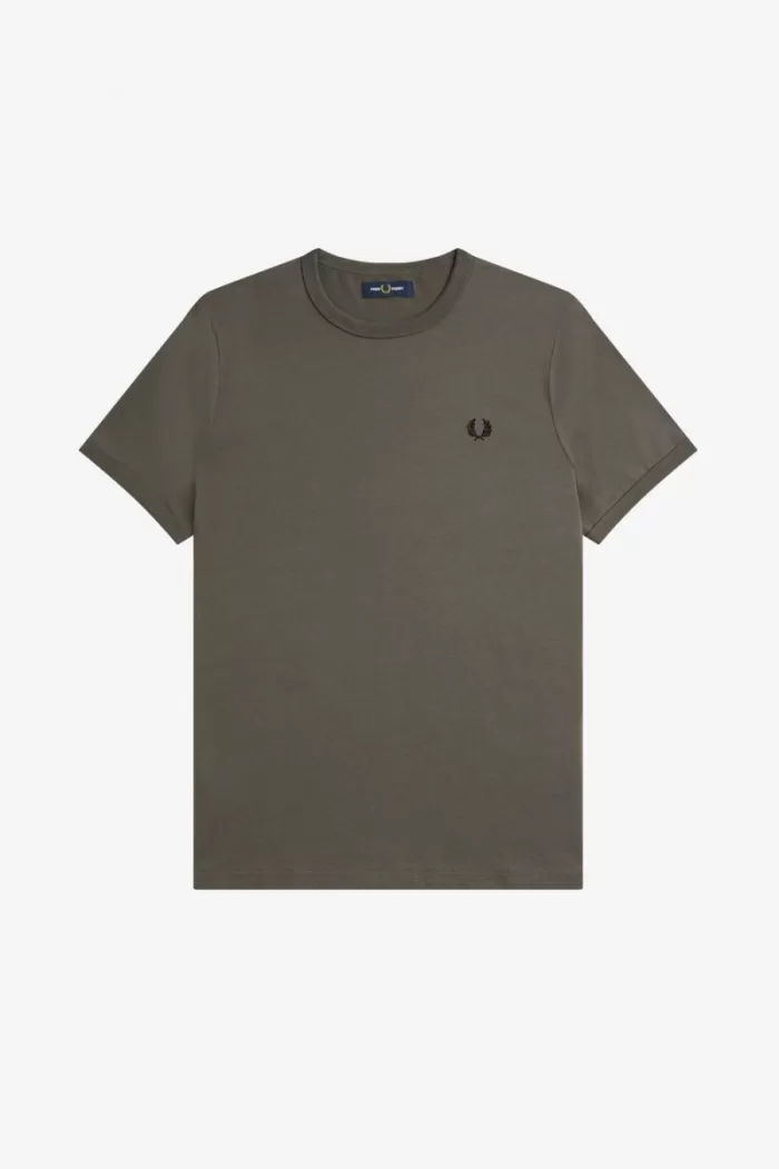 Fred Perry Ringer Men’s T-Shirt Field Green | IHMKB0123