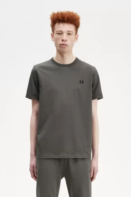 Fred Perry Ringer Men’s T-Shirt Field Green | IHMKB0123