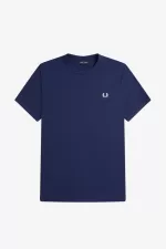 Fred Perry Ringer Men’s T-Shirt French Navy Snow White | JPBQG0257