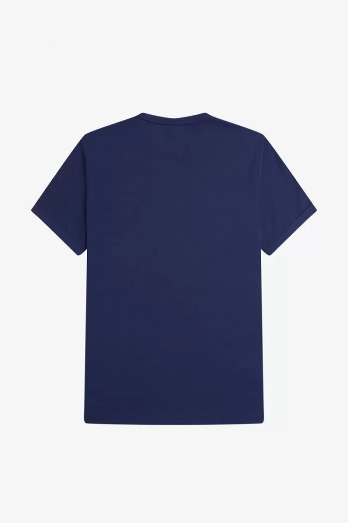 Fred Perry Ringer Men’s T-Shirt French Navy Snow White | JPBQG0257