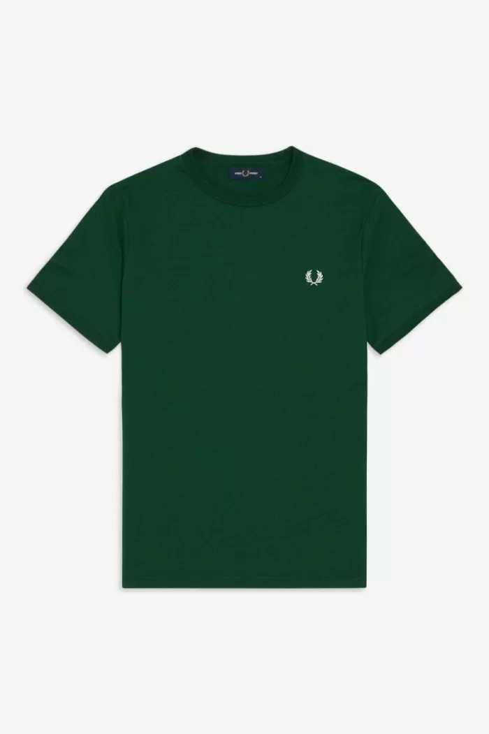 Fred Perry Ringer Men’s T-Shirt Ivy Green | MWXLH2986