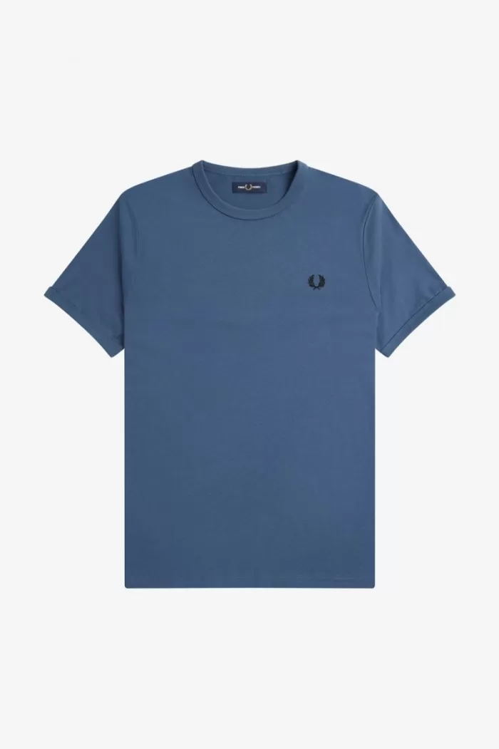 Fred Perry Ringer Men’s T-Shirt Midnight Blue | DRSGZ4152