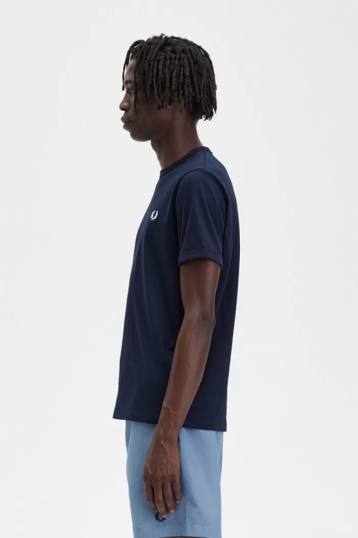 Fred Perry Ringer Men’s T-Shirt Navy | WBNCK6905