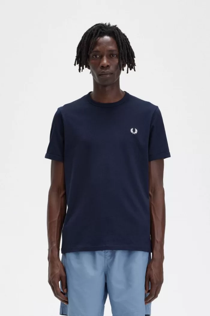 Fred Perry Ringer Men’s T-Shirt Navy | WBNCK6905