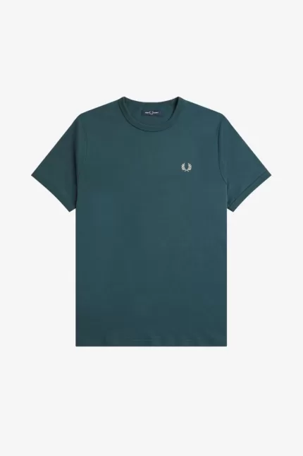 Fred Perry Ringer Men’s T-Shirt Petrol Blue | NBUSE8645