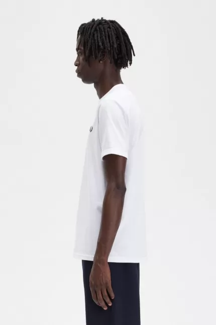 Fred Perry Ringer Men’s T-Shirt White | NDTPZ2810