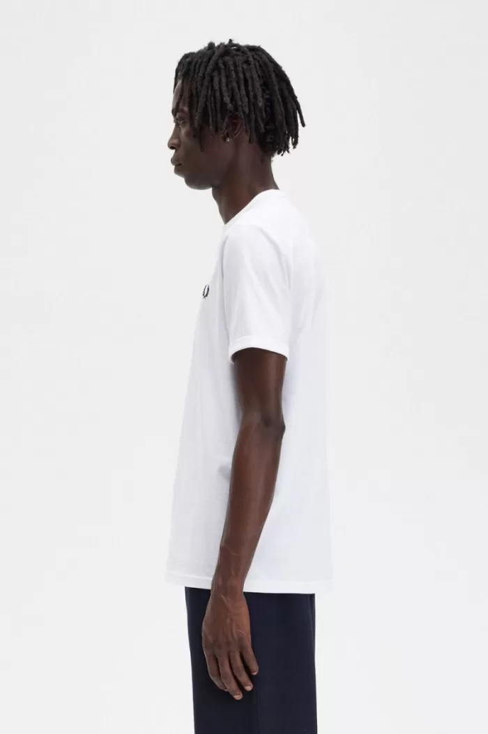 Fred Perry Ringer Men’s T-Shirt White | NDTPZ2810