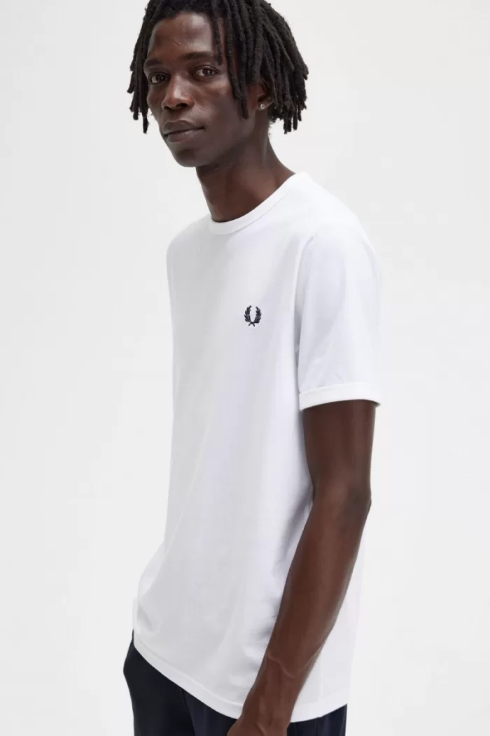 Fred Perry Ringer Men’s T-Shirt White | NDTPZ2810