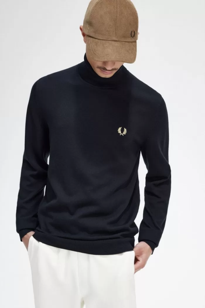 Fred Perry Roll Neck Men’s Jumper Black | CQIMT0132