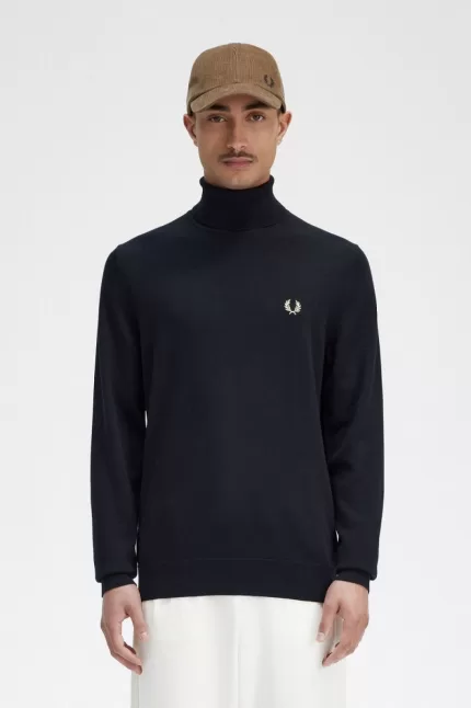 Fred Perry Roll Neck Men’s Jumper Black | CQIMT0132