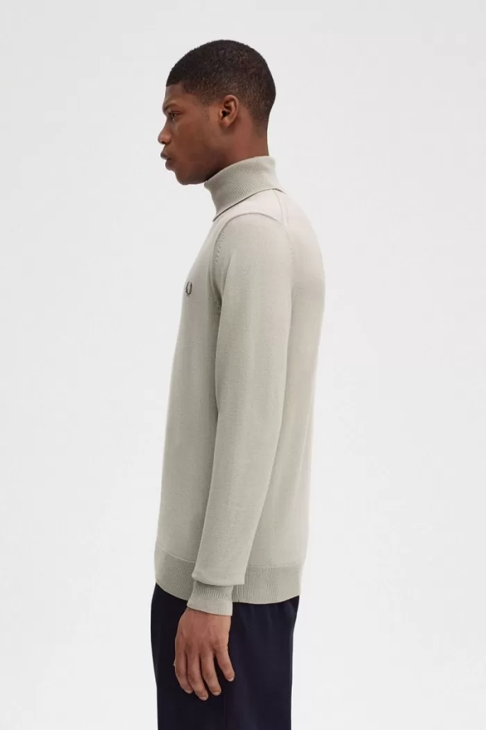 Fred Perry Roll Neck Men’s Jumper Dark Oatmeal | DFXKT9058