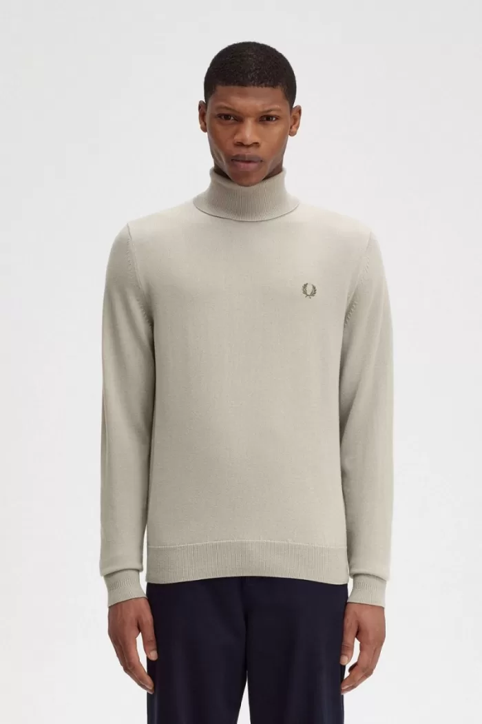 Fred Perry Roll Neck Men’s Jumper Dark Oatmeal | DFXKT9058