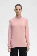 Fred Perry Roll Neck Women’s T-Shirt Dusty Rose Pink | JQRPZ7684