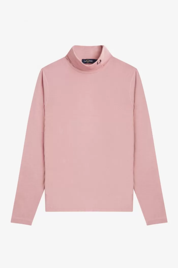 Fred Perry Roll Neck Women’s T-Shirt Dusty Rose Pink | JQRPZ7684