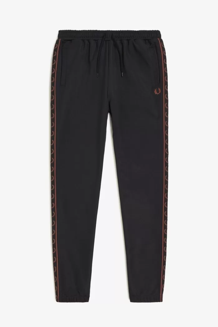 Fred Perry Seasonal Taped Track Men’s Pants Black Whisky Brown | MIDQO4017