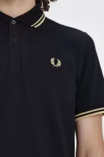 Fred Perry Shanghai M12 Men’s Polo Shirt Black Champagne | EXBZG3065