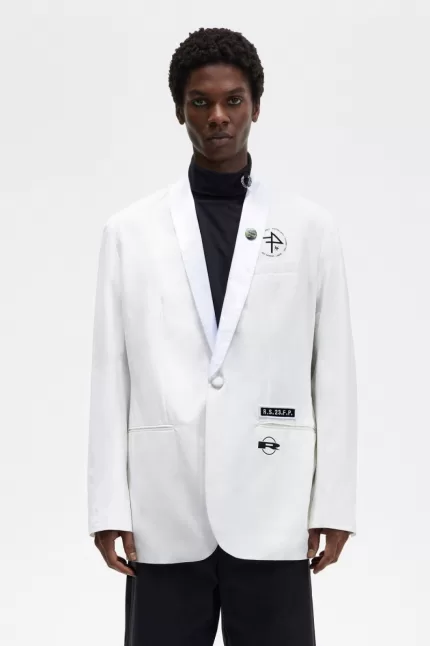 Fred Perry Shawl Collar Blazer Men’s Jackets White | PNQGS1403