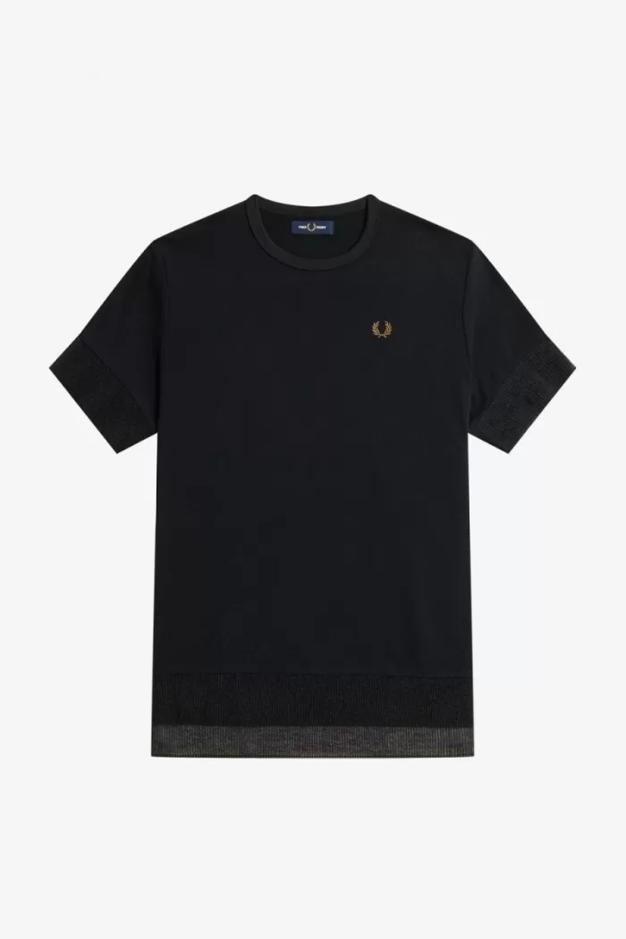 Fred Perry Sheer Trim Piqué Women’s T-Shirt Black | INADH4935