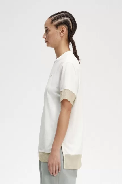 Fred Perry Sheer Trim Piqué Women’s T-Shirt Snow White | IXGZW5960