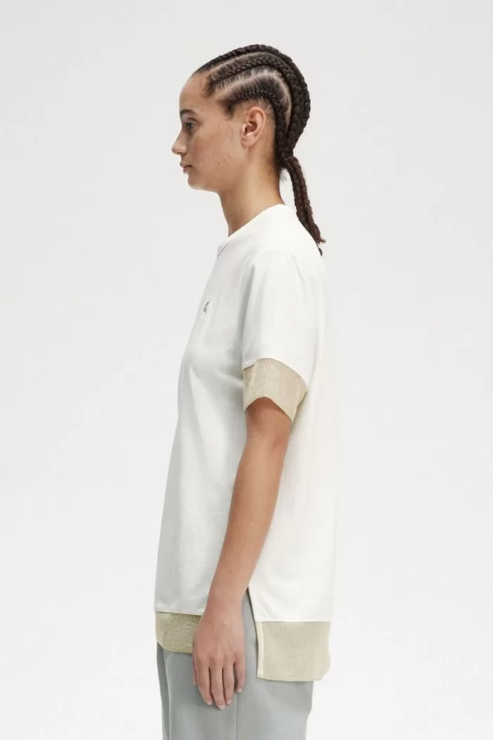 Fred Perry Sheer Trim Piqué Women’s T-Shirt Snow White | IXGZW5960