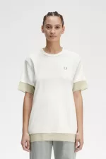 Fred Perry Sheer Trim Piqué Women’s T-Shirt Snow White | IXGZW5960