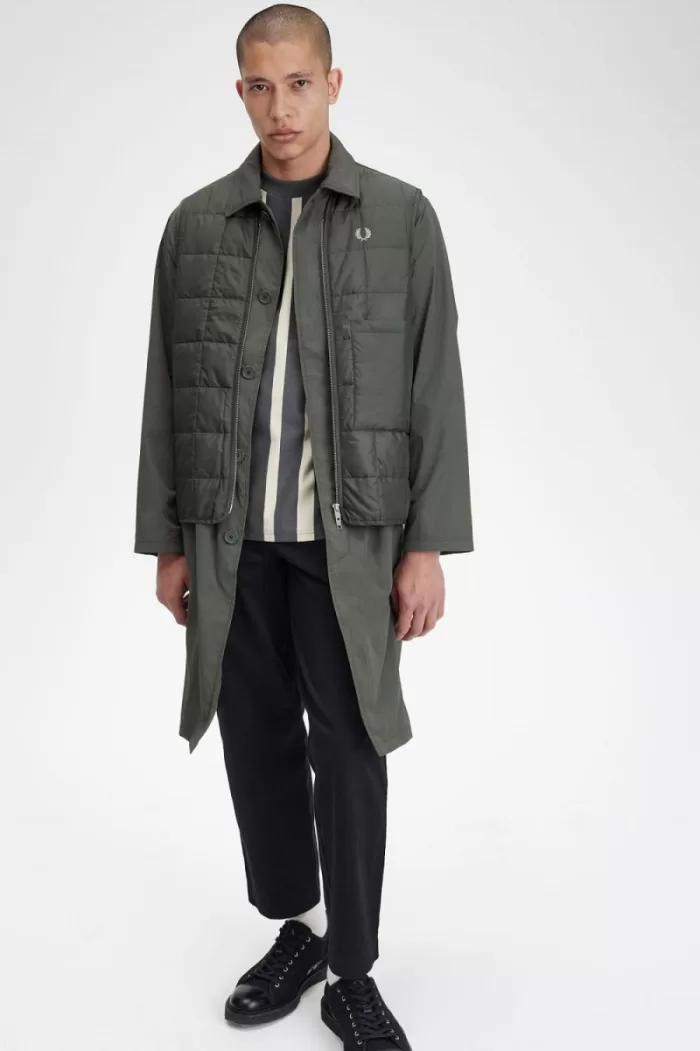 Fred Perry Shell Mac Men’s Parka Field Green | HQORB8543