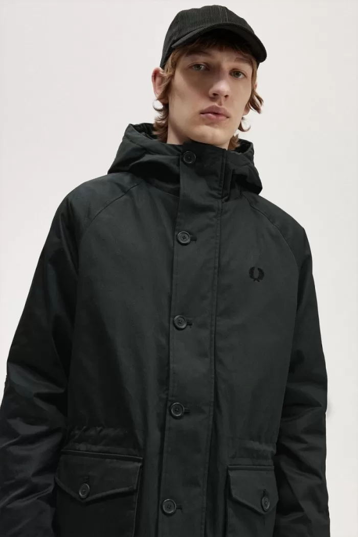 Fred Perry Short Snorkel Men’s Parka Night Green | DIOUS9762