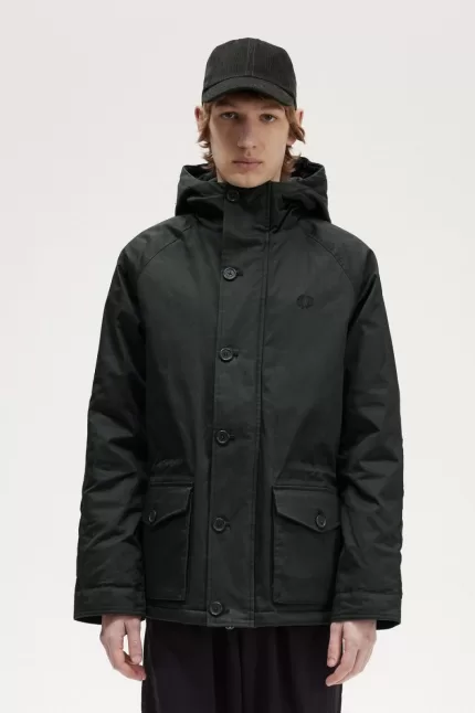 Fred Perry Short Snorkel Men’s Parka Night Green | DIOUS9762