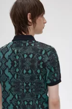 Fred Perry Snake Print Men’s Shirt Deep Mint | CZIDJ2815