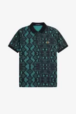 Fred Perry Snake Print Men’s Shirt Deep Mint | CZIDJ2815