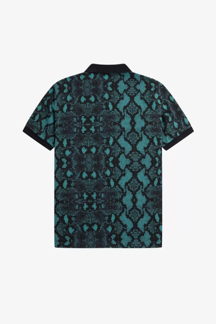 Fred Perry Snake Print Men’s Shirt Deep Mint | CZIDJ2815