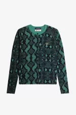 Fred Perry Snake Print Women’s Cardigan Deep Mint | ZTVUC3149