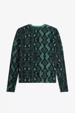 Fred Perry Snake Print Women’s Cardigan Deep Mint | ZTVUC3149