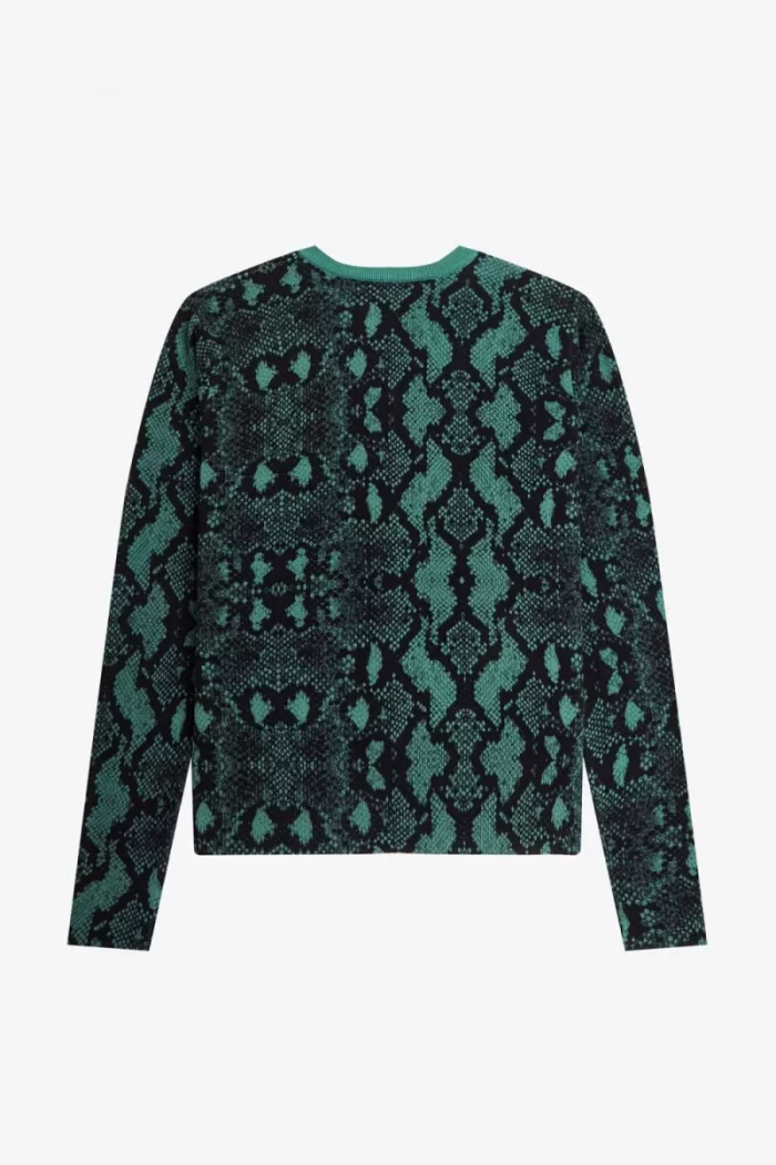 Fred Perry Snake Print Women’s Cardigan Deep Mint | ZTVUC3149