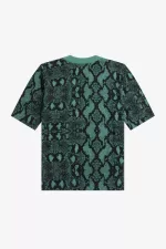 Fred Perry Snake Print Women’s Jumper Deep Mint | DWUCG1582