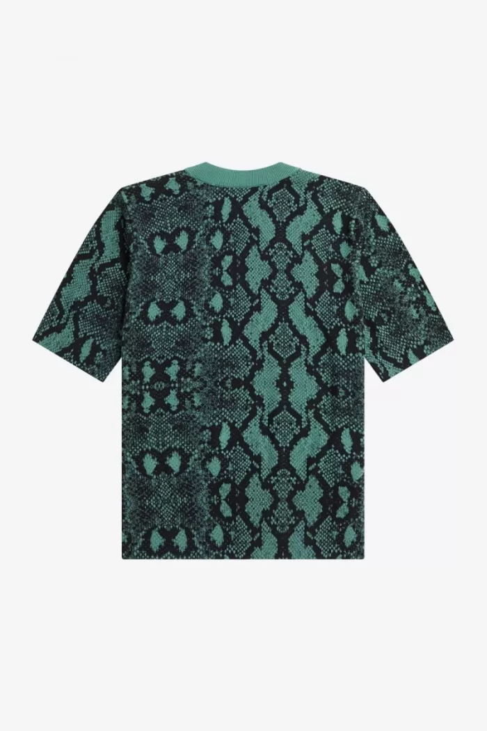 Fred Perry Snake Print Women’s Jumper Deep Mint | DWUCG1582