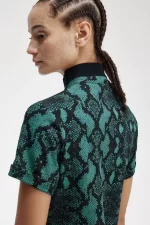 Fred Perry Snake Print Women’s Polo Shirt Deep Mint | QXRLK4790