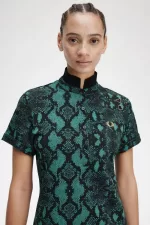 Fred Perry Snake Print Women’s Polo Shirt Deep Mint | QXRLK4790